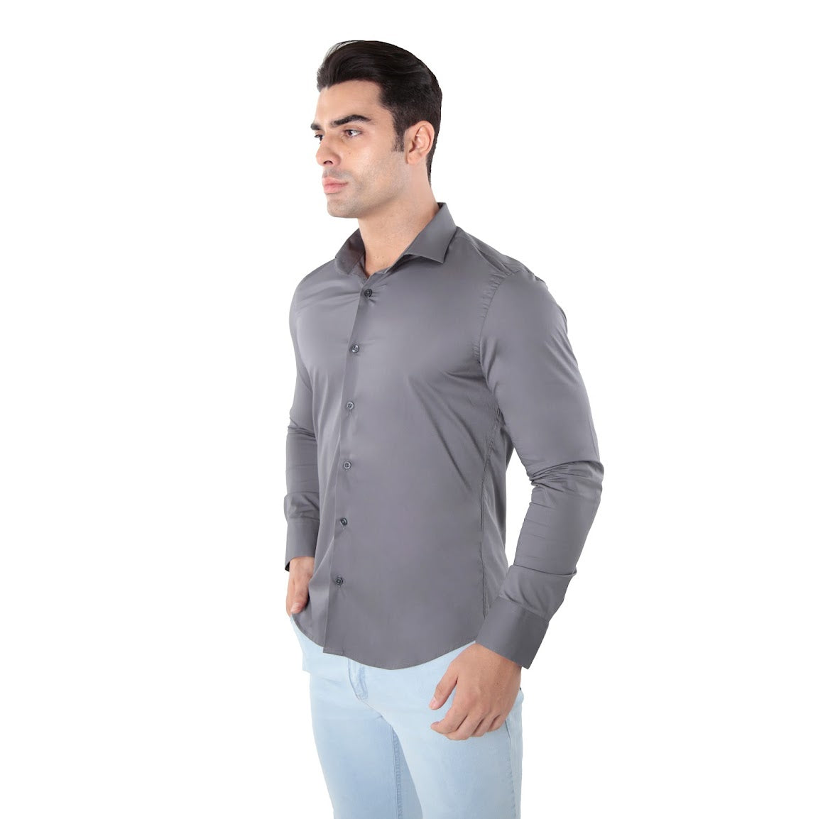 CAMISA MANGA LONGA SUPER SLIM BÁSICA COM ELASTANO