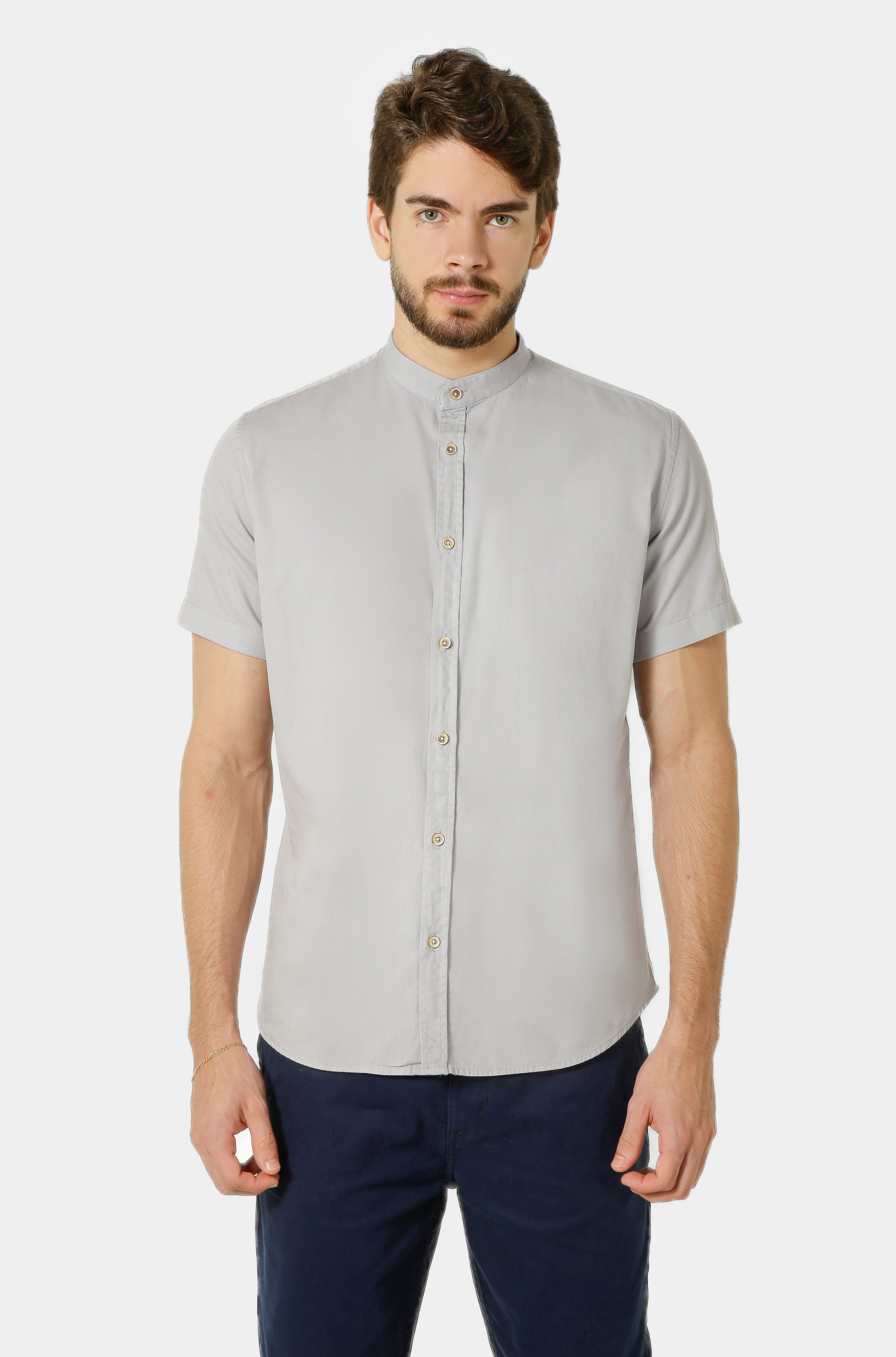 CAMISA MANGA CURTA GOLA PADRE SARJA ESTONADA