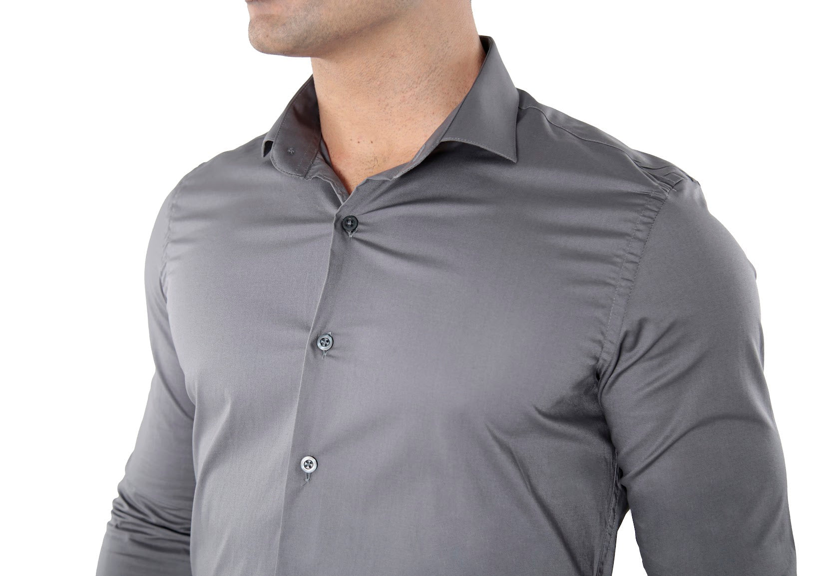 CAMISA MANGA LONGA SUPER SLIM BÁSICA COM ELASTANO