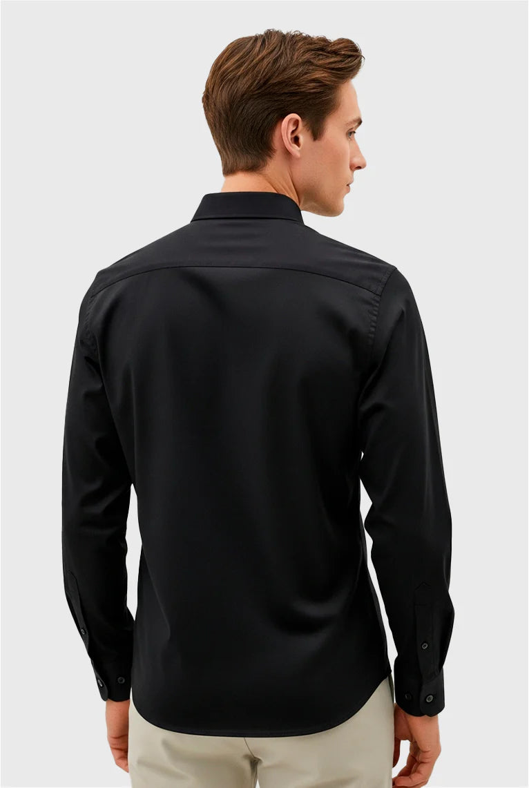 CAMISA MANGA LONGA SUPER SLIM BÁSICA COM ELASTANO