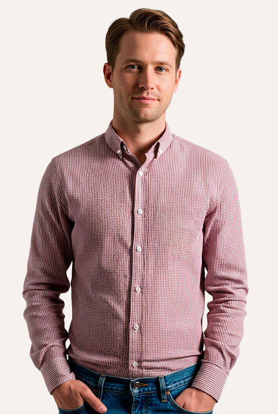 CAMISA MANGA LONGA SLIM FIT BUTTON DOWN XADREZ