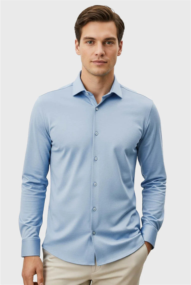 CAMISA MANGA LONGA SUPER SLIM BÁSICA COM ELASTANO