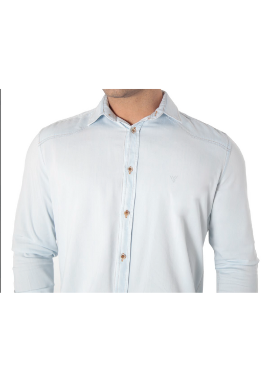 CAMISA JEANS MANGA LONGA SLIM FIT DELAVÊ