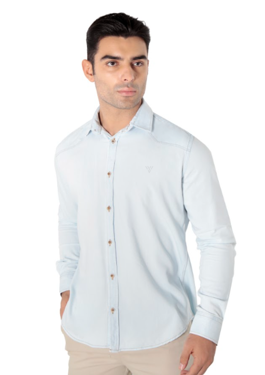 CAMISA JEANS MANGA LONGA SLIM FIT DELAVÊ