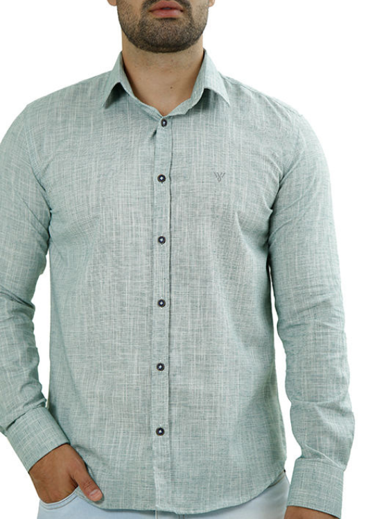 CAMISA SOCIAL MASCULINA MANGA LONGA SLIM FIT FLAMÊ VERDE