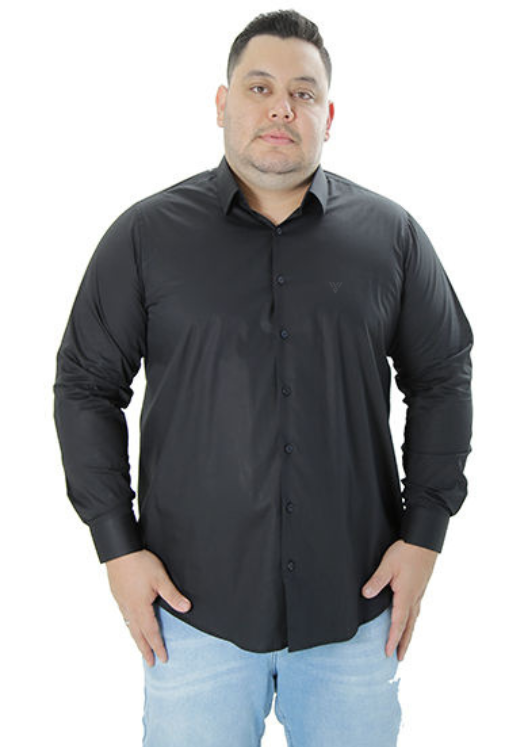 CAMISA SOCIAL PLUS SIZE BÁSICA LISA