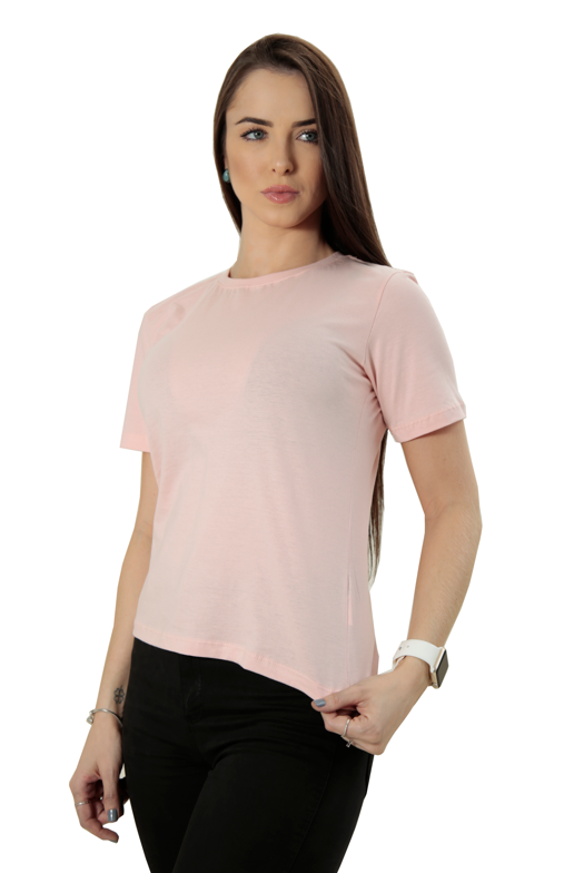 CAMISETA FEMININA T-SHIRT BABY LONG GOLA REDONDA
