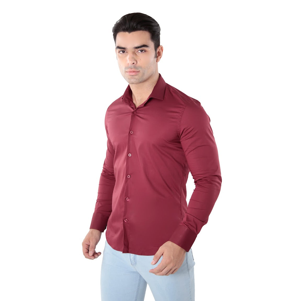 CAMISA MANGA LONGA SUPER SLIM BÁSICA COM ELASTANO